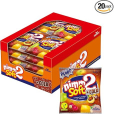 nimm2 Soft +Cola - 20 x 195 g - keturių rūšių kramtomieji saldainiai su vaisių ir kolos skonio įdaru