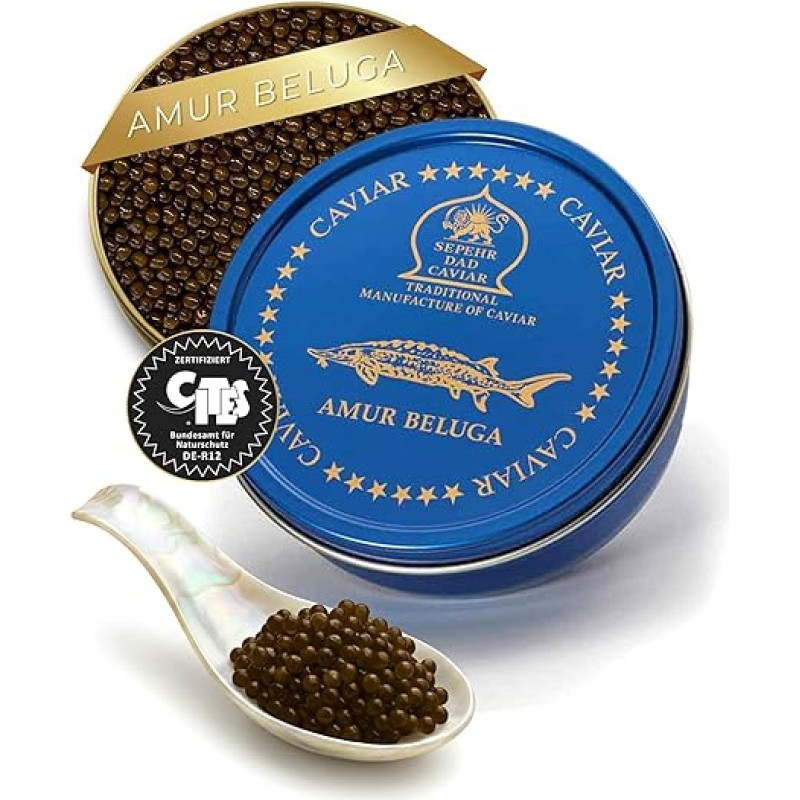 Sepehr Dad Amur Beluga ikrai, A klasės žuvų ikrai, veisliniai CN, 1000 g
