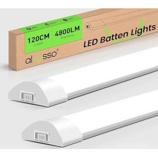 ALUSSO Set of 2 LED Tubes, 120 cm, Super Bright 40 W, 4800 lm Light Strips, Integrated Strip, Colours Changeable Fluorescent Tube, Cool White, Neutral White, Warm White, Light Strip for Kitchen, Garage, Workshop, Cellar
