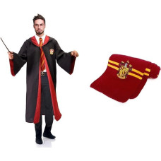 Grifindoro apsiaustas su tunika Deluxe Oficialus Haris Poteris (vieno dydžio suaugusiems) su išsiuvinėta emblema ir kaklaraiščiu bei Indoro šaliku Oficialus Haris Poteris su išsiuvinėta emblema