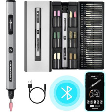 ARROWMAX elektrinis mini graviravimo rašiklis su tuščiaviduriu varikliu ir 42 bitais, aliuminio korpusu, OLED magnetiniu įkrovimu, mini rotaciniu įrankiu, skirtu graviruoti metalą, medieną, stiklą, plastiką (SGS PRO)