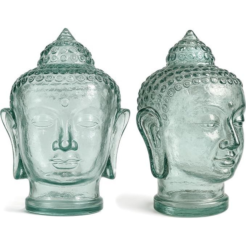 Dekoratyvinė manekeno galva, perdirbto stiklo galvos ekranas stiklo aksesuarams, skrybėlių stovams, kepuraitėms, šalmams ir kt., pagamintas iš perdirbto stiklo. (Buda)