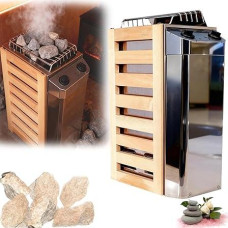 Sauna Stove, 3.6 kW Electric Portable Sauna Stove, Stainless Steel Sauna Heater with Internal Control for Indoor & Outdoor with 3 Hour Timer Digital Controller for 3-6 m³ Sauna Accessories, Wall