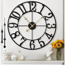 Wall Clock Modern Almost Silent No Ticking Noises -47 cm Diameter Wall Clocks Modern Living Room Wall Clock Vintage for Bedroom Kitchen Office Country House Style Industrial Style