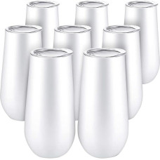 8 x termo puodeliai, šampano taurės, 6 oz šampano taurės, pagamintos iš nerūdijančio plieno, dvigubos sienelės, izoliuotos vyno taurės su dangteliu, šampano taurė, kavos puodelis, kokteilių puodelis, sulčių taurės