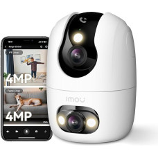 Imou 4MP Dual Cameras Indoor Surveillance Camera with Person/Pet Detection, 2.4GHz/5GHz WiFi, 360° PTZ WLAN Indoor Surveillance Camera, Colour Night Vision, Car Tracking, 2-Way Audio, Siren, One Touch Call