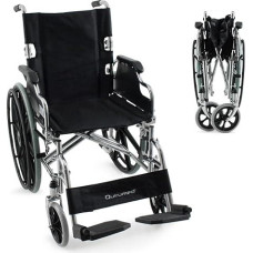 QUIRUMED PRO Chrome Steel Sulankstomas neįgaliųjų vežimėlis Visais ratais Sulankstomas atlošas Sulankstomi porankiai Nuimami kojų atramos Rankiniai stabdžiai