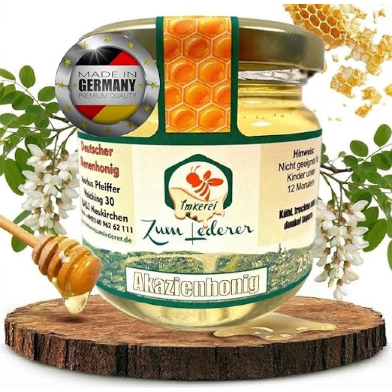 Žalias medus tiesiai iš Bavarijos bitininko - 250 g akacijų medaus - robinijų medus - skystas, žalias medus iš Bavarijos miško - žalias medus - vokiškas žalias medus iš Imkerei 