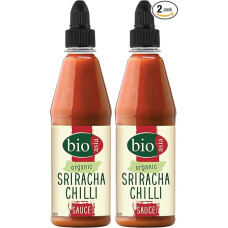 BIOASIA Organic Sriracha Chili Sauce, Fiery Hot Red Chili Pepper Sauce for Refining Wok Dishes, Rice Pans & Frying Noodles - 1 x 200 ml (Pack of 2)
