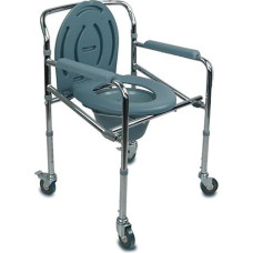 Kėdė su tualetu | Chromuotas plienas, sulankstoma, su dangčiu, neslystančiomis juostomis ir paminkštintu porankiu | Modelis: Modelis 