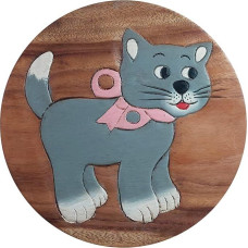 Art Craft KH001 Dažyta ir raižyta vaikiška taburetė Medinė kėdutė 27 cm aukščio