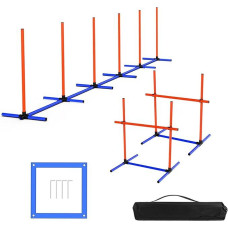 Šunų vikrumo treniruočių rinkinys, kliūčių rinkinys su slalomo stulpais, šunų sporto įranga, skirta dideliems ir mažiems šunims (stulpai)