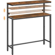 HOOBRO EBF96XG01 2 pakopų konsolinis staliukas Reguliuojamas aukštis (80-100 cm) Prieškambario staliukas Pramoninio stiliaus sofos staliukas Šoninis staliukas mažoms erdvėms Prieškambario svetainė Senovinė ruda ir juoda spalvos