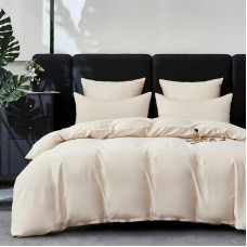 Medvilninio satino antklodės užvalkalas 240 x 260 cm Šviesiai smėlio spalvos 100 % medvilninis satinas Minkštas šilkinis kvėpuojantis liocelinis šilkas Patalynė Dvigulė antklodės užvalkalas su užtrauktuku ir pagalvių užvalkalais 65 x