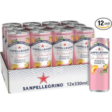 San Pellegrino A touch of peach and white tea, low-calorie lemonade, 37 calories per can, pack of 12 (12 x 330 ml) disposable tins