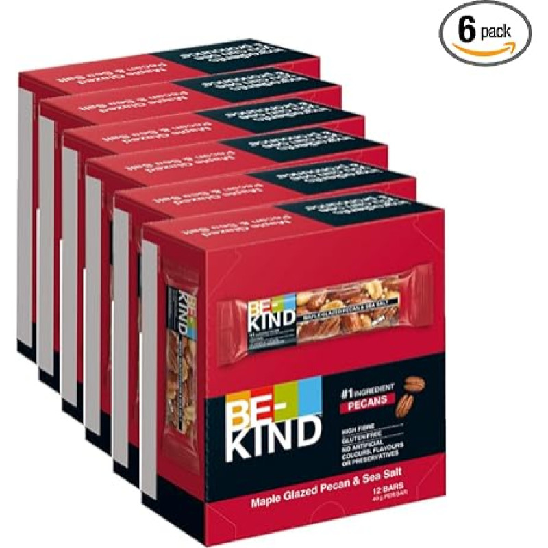 BE-KIND Maple Glazed Pecan & SeaSalt 6 x 12 x 40 g I Riešutų batonėlis I Batonėlis I Be glitimo