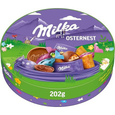 Milka Velykų lizdas 1 x 202 g I Velykų šokolado vienkartinė pakuotė I 19 vienetų I Velykų dovanų šokoladas I Saldumynai Velykoms Pagamintas iš 100 % Alpių pieno šokolado