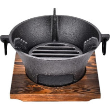 Carbon Oven, 19.5 cm x 11.5 cm, Cast Iron Charcoal Hob, Hob with 1 Clip and 2 Cups, Grill Grate, Barbecue Oven, Charcoal Grill, Portable Camping Grill for Indoor and Outdoor Camping, Black