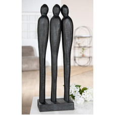 Casablanca 3 žmonės Mango medžio skulptūra Juoda grublėta Aukštis 46 cm Plotis 16 cm Gylis 9 cm Meno dekoracijos Namų aksesuarai Dovanų idėja