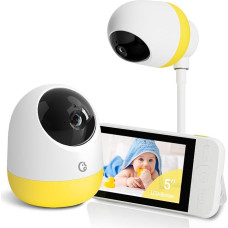Ellie Pro Babyphone mit Kamera und Audio, 12,7 cm (5 Zoll) IPS 2K UHD Auflösung, 6000 mAh Akku, Fernschwenken, 5-facher Zoom, 2-Wege-Talk, kein WLAN, Nachtsicht, virtueller Zaun, 24-Stunden-Wiedergabe