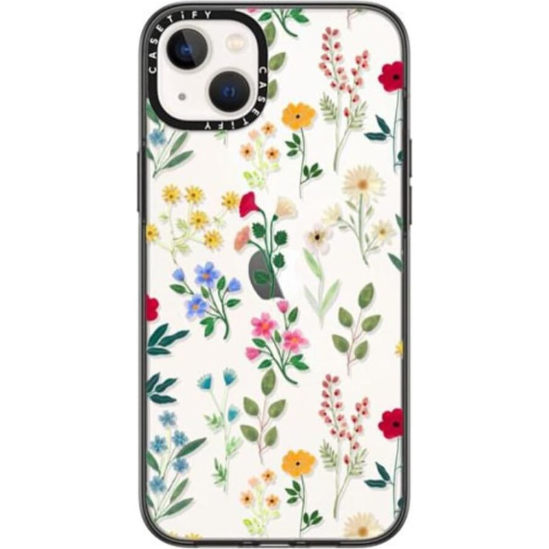 CASETiFY Spring Botanicals 2 Compact Case for iPhone 14 Plus, karinės klasės kritimo testas, apsauga nuo kritimo iš 4 pėdų aukščio, skaidrus, juodas