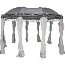 greemotion 128802 Nancy gray garden pavilion 3x4 m event round made of metal garden tent waterproof & UV protection 50 luxury pavilion for the garden, light gray
