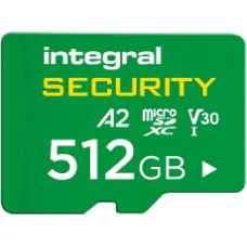 Integruota 512 GB didelės talpos microSDXC kortelė, UHS-I V30 U3 A2 CL10, skirta vaizdo stebėjimo kameroms, prietaisų kameroms, apsaugai, kūdikių telefonams ir kūno kameroms, iki 95 stundų trukmės ir 98.000 stundų trukmės naudojimo trukmė