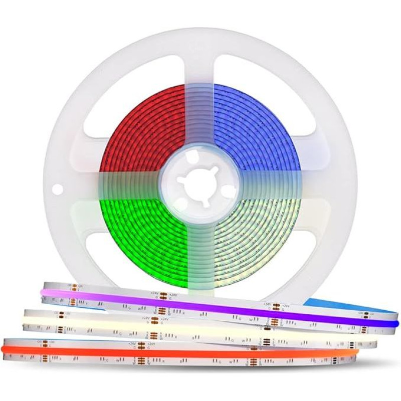 BTF-LIGHTING FCOB COB RGBNW (4000K) didelio tankio lanksti LED juosta 3M 896LED/M 2688LEDs DC24V IP30 nėra atsparus vandeniui įvairiaspalvė, skirta DIY namų dekoravimui (neįtrauktas maitinimo šaltinis ir valdiklis)