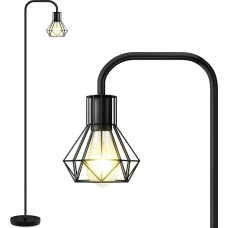 BBHome Retro grindų lempa, pramoninė grindų lempa, minimalistinė grindų lempa su E27 lizdu, įjungimo/išjungimo kojinis jungiklis, moderni grindų lempa miegamajam, svetainei (lemputės neįtrauktos)