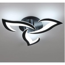 Modernus LED lubų šviestuvas, 36 W, 3500 lm, kūrybiškas gėlių dizaino lubų šviestuvas, 3 lempučių juodo akrilo lubų apšvietimas svetainei, miegamajam, vaikų kambariui, valgomajam, balta šviesa, 6000 K
