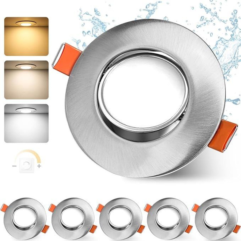 LED įleidžiamas prožektorius 230 V Dimmable 68-80 mm 4,9 W IP44 itin plokšti LED prožektoriai 3000 K / 4000 K / 6000 K lubų prožektorius vonios kambariui gyvenamajam kambariui 45° pasukamas įleidžiamas apšvietimas virtuvės prožektoriai lubų šviestuvai 6 v