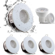 4XSweier IP65 vandeniui atsparūs LED įleidžiami lubų žibintai, 5W šiltai baltos spalvos 3000K LED taškinis apšvietimas, tinkamas vonios ir virtuvės prožektoriams (konfigūruoti GU10 lempos laikiklį) Downlight išpjova 68 mm
