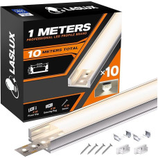 LED aliuminio U formos profilis 1 m x 10 (10 m) su pieno baltumo dangteliu Kanalo difuzorius Aliuminio LED juostos Bėgiai Kanalo juosta Aliuminio profilis Juosta Šviesos kanalas LED juosta Aliuminio bėgis