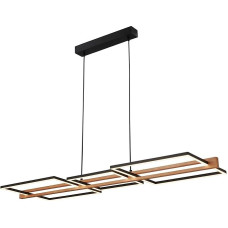 BRILONER - LED pakabinamas šviestuvas su pritemdymo funkcija, šilta balta šviesa, medinis rėmas, pakabinamas šviestuvas, valgomojo kambario šviestuvas, svetainės kambario šviestuvas, 108 x 35 x 150 cm (ilgis x plotis x aukštis), juoda mediena