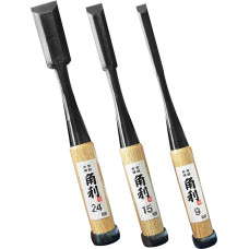 KAKURI Japanese Wood Chisel Set 3 Pieces Woodworking Chisel Set Made in Japan Professional Japanese Oire Nomi for Carving Plug Dovetail Razor