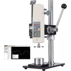 500N skaitmeninis jėgos matuoklis, rankinis jėgos bandymo stendas, rankinis stūmimo ir traukimo bandymo stendas, eiga 180 mm / 7, valdomas svirtimi, su 5 vnt. spaustuvu, USB duomenų išvestis, skirtas įtempimo ir suspaudimo bandymams (1000N)