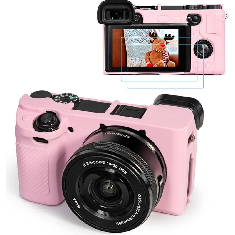 A6400 A6300 A6100 fotoaparato dėklas ir LCD ekrano apsauga Priedų rinkinys Minkštas silikoninis dėklas 