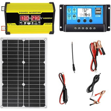 Visa saulės sistema - 300W inverteris su 2 USB prievadais | 2V/220V/110V | 18W 12V saulės kolektorių panelė 300W inverterio įkroviklis | DC 12V į AC 110V/220V saulės energijos keitiklis 30A valdiklis su 2 USB prievadais