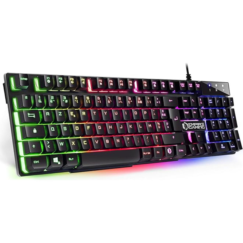 EMPIRE GAMING - Nauja klaviatūra žaidėjams K300 (AZERTY) - 105 pusiau mechaniniai klavišai - RGB LED apšvietimas - 19 