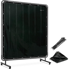 Stamos Germany Protective welding curtain screen with frame on wheels 174 x 174 cm - black