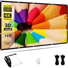 TOWOND 16:9 HD projektoriaus ekranas 150 colių sulankstomas ir nešiojamas dvipusis lauko kino ekranas su apsauga nuo raukšlių, skirtas namų kinui 130 x 73 coliai