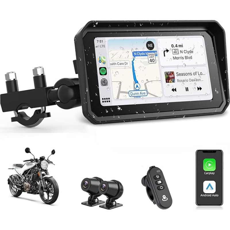 Jansite 4K motociklo CarPlay 