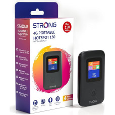 Strong Mobile WiFi Router with SIM Slot, 4G LTE CAT4 150 Mbps DL, Portable WiFi Hotspot for Travel, Colour Display, Connects up to 10 Devices, 2100 mAh Battery for 8 Hours, USB-C Port (150CD)