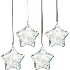 Crystal Star Ornaments Christmas Tree Hanging Crystals Faceted Glass Suncatcher Sparkling Suncatcher Pendant Window Prism Rainbow Maker Suncatcher for