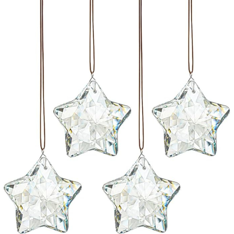 Krištolo žvaigždės ornamentai Kalėdų eglutė kabo kristalai šlifuoti stiklo Suncatcher putojantis Suncatcher pakabukas lango prizmė vaivorykštės kūrėjas Suncatcher už