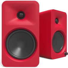 Kanto ORA4 140W Powered Reference Speakers with Bluetooth 5.0 and USB-C Input, 4 Inch Woofers, Bi-Amplified, Reference Quality Sound, Pair, Red