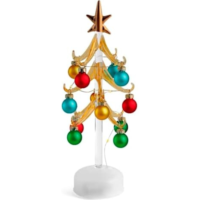 H&h Albero in vetro su spalvotomis dekoracijomis ir LED 25 cm aukščio