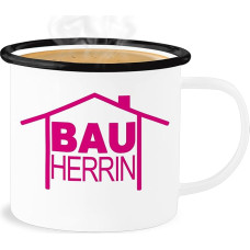 Shirtracer Enamel Tin Mug – Statement – Builder DIY – 300 ml – White Black – Statements Baurau Bauherren