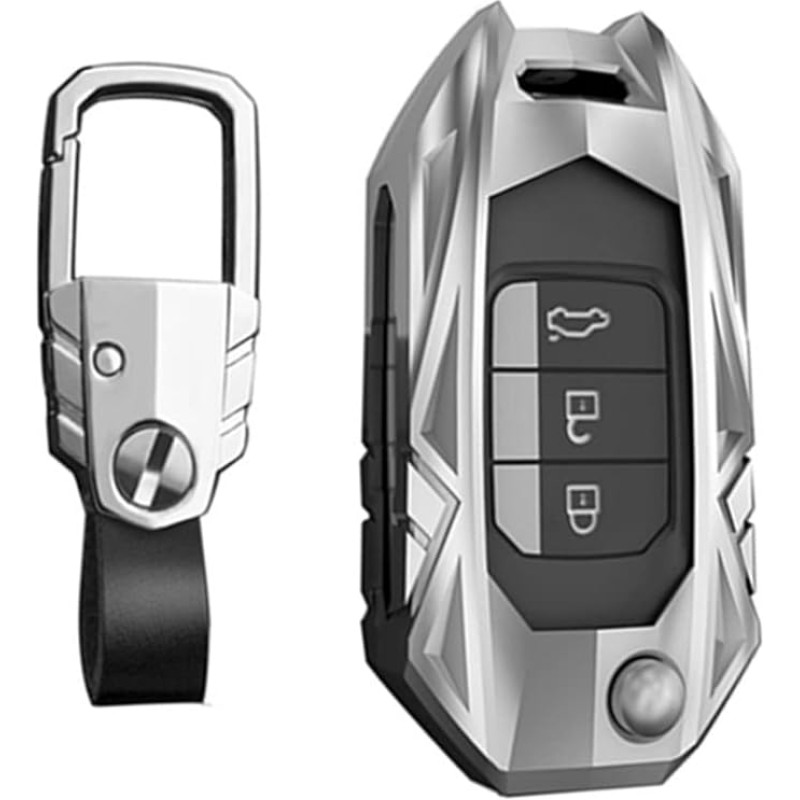 Cinko lydinio + TPU + odos šarvo išvaizdos automobilio raktų dėklai, skirti Honda Civic CR-V HR-V Accord Jade Crider Odyssey 2015-2018 (sidabro spalvos)