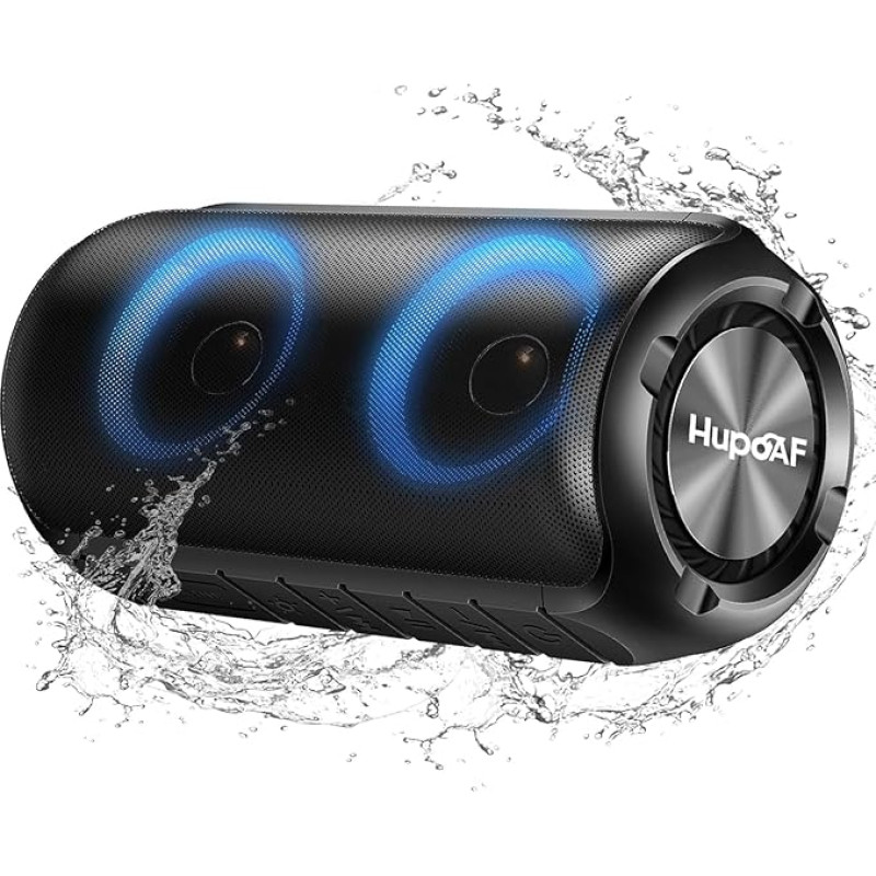 Bluetooth Lautsprecher mit Licht, 2026 Musikbox Tragbarer Bluetooth Box mit 52mm Durchmesser Dual Lautsprecher, Tiefer Bass, IPX7 Wasserdicht Lauko garsiakalbis Reisen/Party/Strand【Neues 】